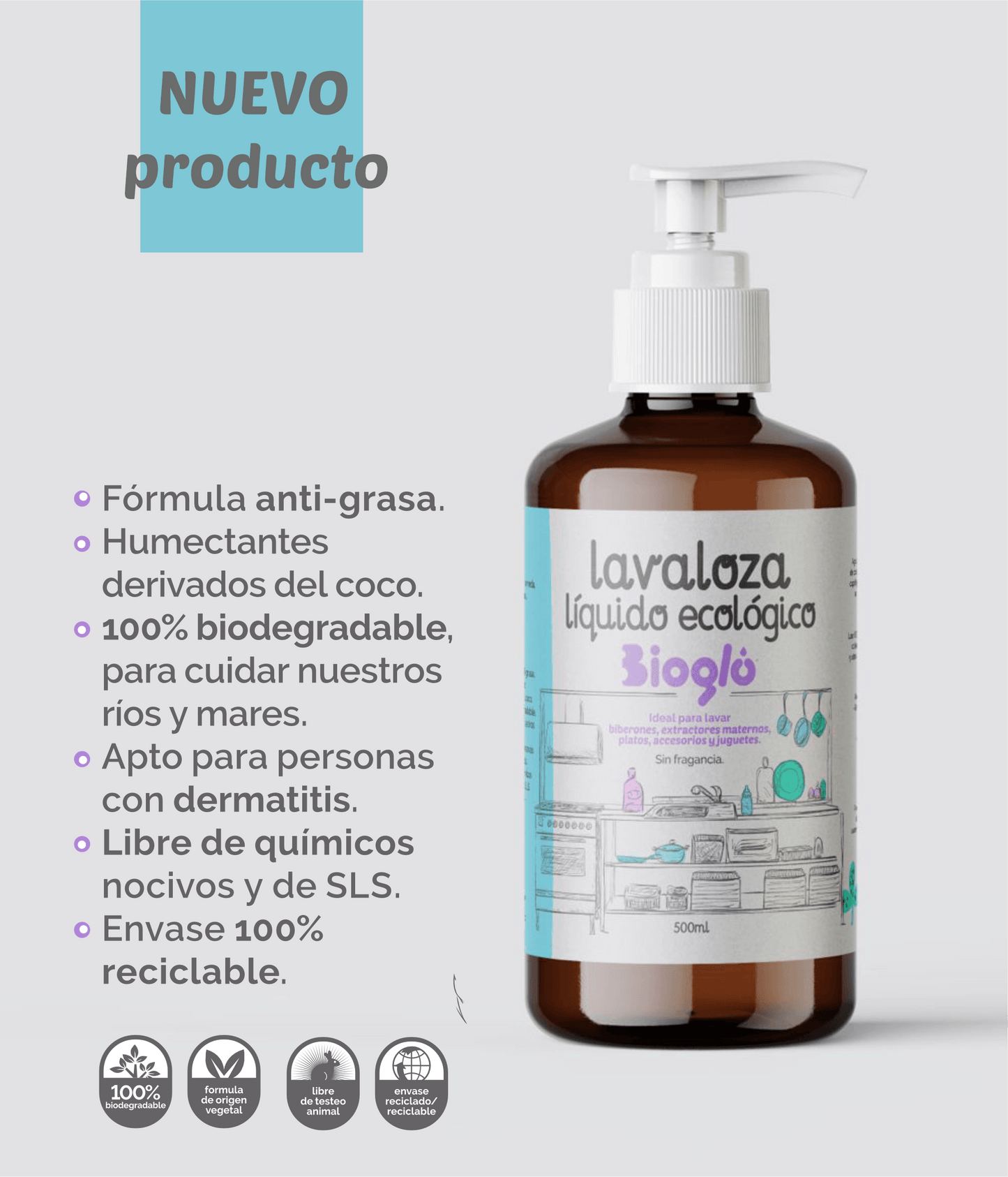 Lava loza ecológico apto para pieles sensibles y con dermatitis
