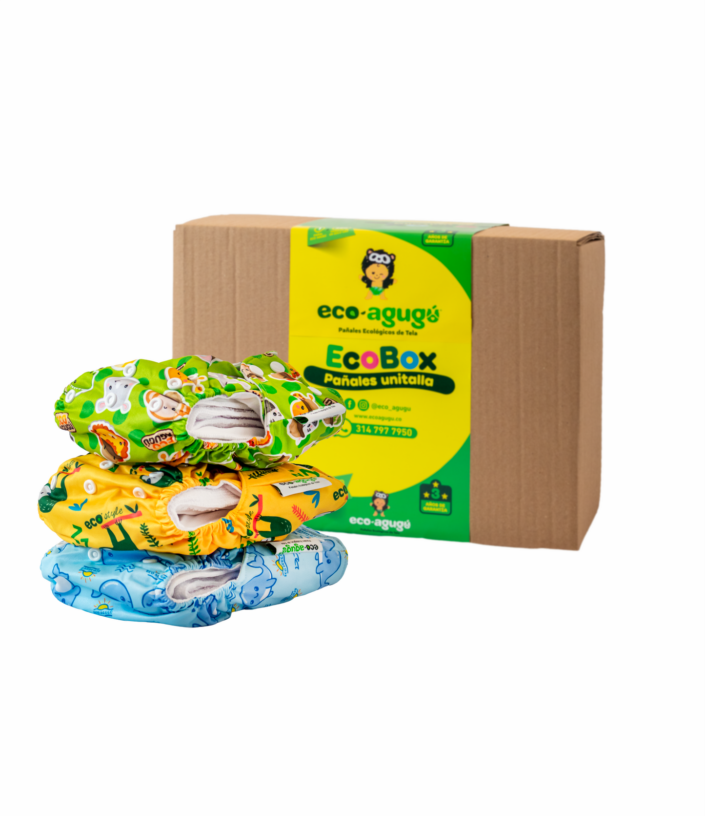 Paquete de inicio x 3 pañales PREMIUM 🌟VELCRO DISEÑOS UNISEX 3.5kg-17kg