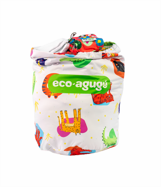 Eco bolsa lavanderia para almacenar pañales de tela sucios en casa antes del lavado
