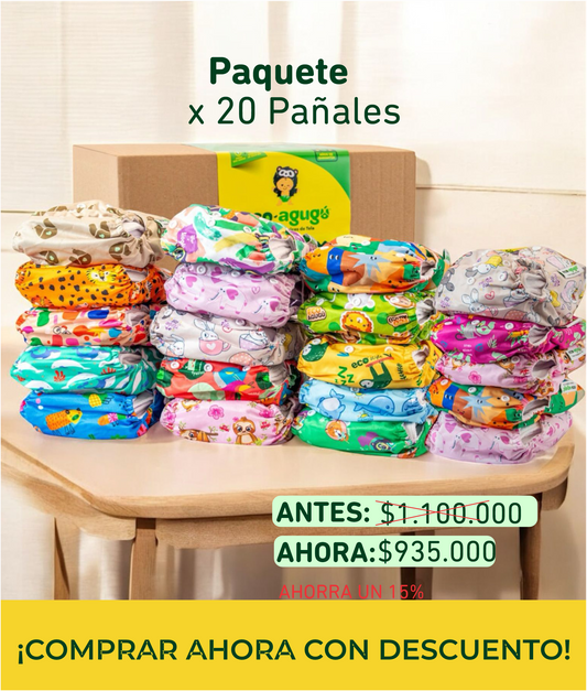 Paquete de inicio x 20 pañales PREMIUM🌟VELCRO DISEÑOS UNISEX  3.5kg-17kg