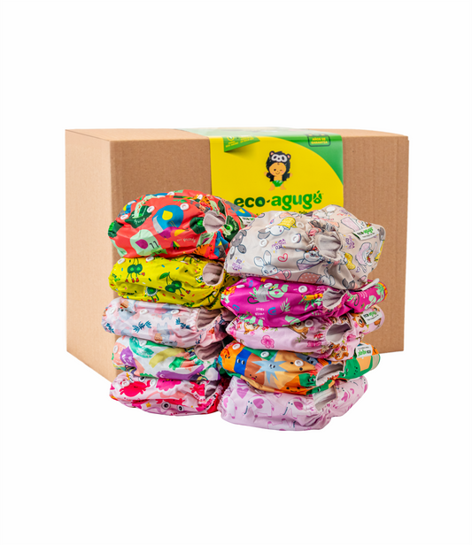 Paquete de inicio x 10 pañales PREMIUM 🌟VELCRO DISEÑOS UNISEX  3.5kg-17kg