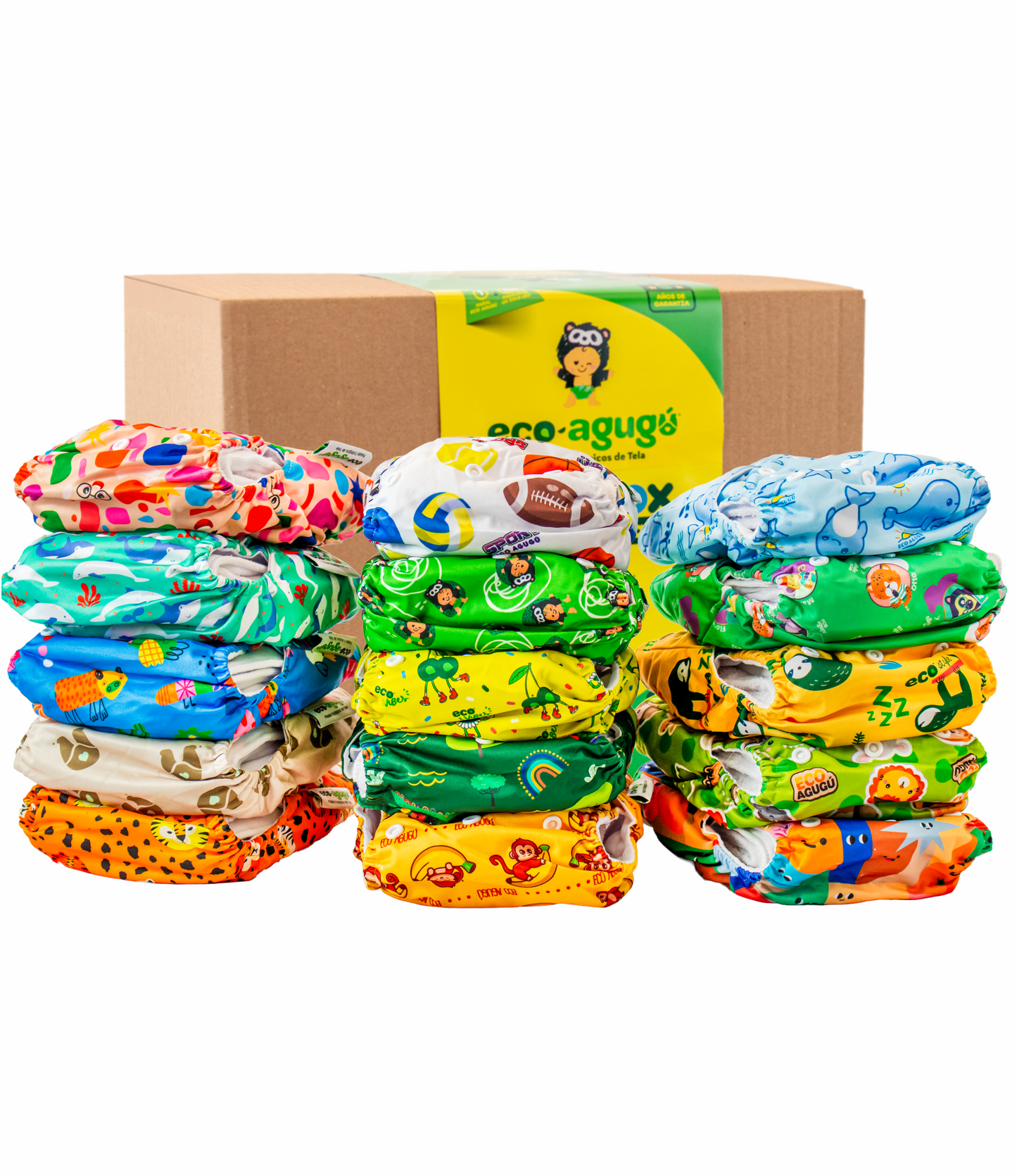 Paquete de inicio x 15 pañales PREMIUM 🌟VELCRO DISEÑOS UNISEX  3.5kg-17kg